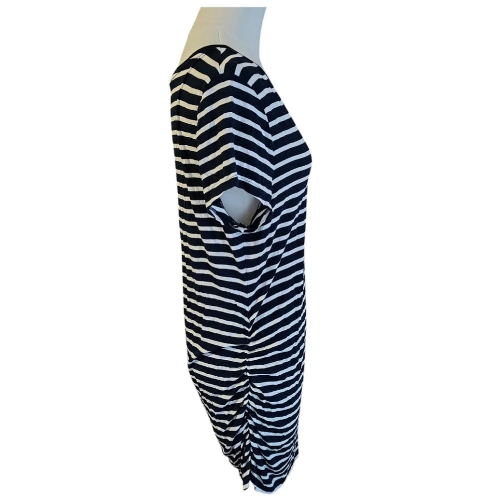 Liz Lange Maternity Navy Blue and White Striped Cinched Stretchy Tee Size XL